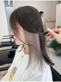 インナーカラーハイトーンホワイトピンクベージュレイヤーカット