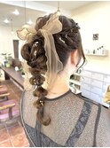 高めポニーテール/編みおろしヘアセット