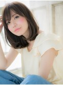 *mod's姪浜/グレーベージュ斜めバング小顔ワンカールボブディi
