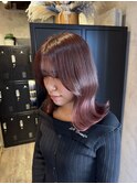 星華,ボブルフ,小顔,ワンレン,チェリーレッド