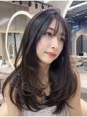 レイヤーカット小顔に見せるヘア/韓国ヘア/髪質改善/福岡/博多