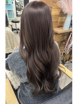 ダブルカラー　ブリーチなし　透明感　グレージュ