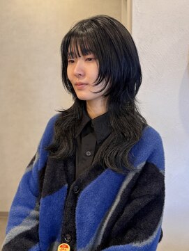 リタ(Lita.) ウルフ ロングウルフ レイヤー ブルーブラック