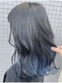 グレージュ サファイア ブルー インナーカラー