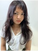ベビーバングとユル巻きロング
