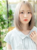 外国人風ダブルカラーエアストレートロブヘアT2川口20代30代40代