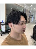 波巻きパーマ×センターパート