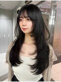 韓国ヘアーハッシュカットレイヤーカットグレージュブリーチ無し