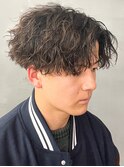 奈良men'sツイストスパイラルパーマセンターパート