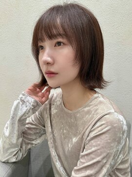 ステアケース 武蔵小杉店(stair:case) 切りっぱなしボブ大人ガーリーフェイスレイヤーココアブラウン