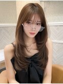 ★Shina/2黒髪ココアベージュ小顔レイヤー髪質改善縮毛矯正