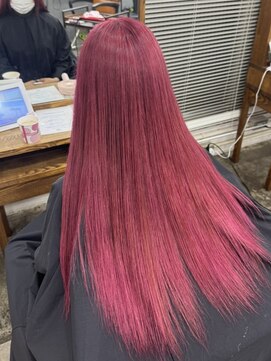 アジールヘア 北千住駅西口店(agir hair) 暖色系バーガンディーローズピンクカラー 北千住