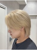 メンズセンターパート/ホワイトブロンド/ブリーチカラー