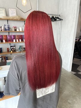 シェル 津山の手店(shel) 10代20代ブリーチあり韓国風鮮やか赤カラー