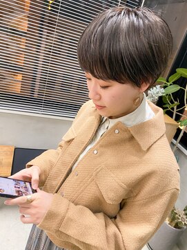 テトヘアー(teto hair) マッシュショートマニッシュ前髪ありグレージュハイライト