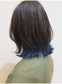 【morio熊本】シルバーグレージュ×裾カラーブルー