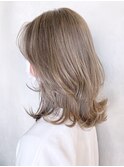 オリーブベージュレイヤー_Aラインボブかきあげロング_ba324952