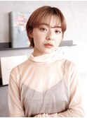 シースルーバング/オレンジブラウン/耳かけショート/自由が丘