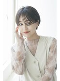 暗髪×束感ショート×小顔矯正立体カット×シースルーバング