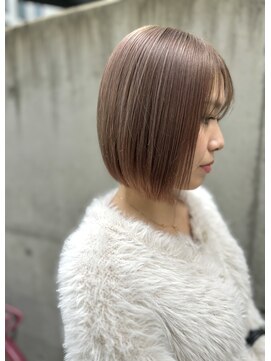 ロンドアベニール 北千住(Lond avenir) 【韓国ヘア】切りっぱなしボブ ピンクベージュ 西田大樹