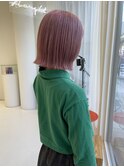 ハイトーンブリーチピンクカラーピンクベージュ春カラーボブ
