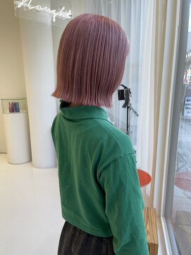 ハイブ 金沢(Hive) ハイトーンブリーチピンクカラーピンクベージュ春カラーボブ