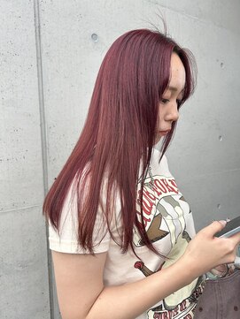 アチーブ ヘア デザイン(achieve hair design) 鮮やかボルドーカラー大人可愛いうる艶ロングカシスブラウン