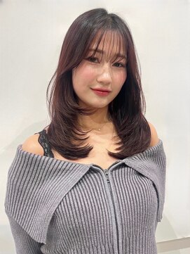 ソレイユトウキョウシブヤ(SOLEIL TOKYO shibuya) ロングシースルーバング顔周りレイヤー韓国風シャギーレイヤー