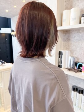 キャアリー(Caary) 福山市美容室Caaryインナーカラー春コーラルピンクカラー