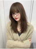レイヤーカット 透明感ブラウン ハッシュカット　 10代20代