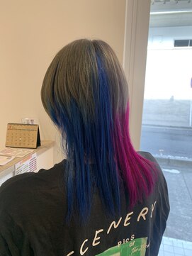 ルルバイアズール 草加店(LULU by azule) デザインカラー，ツートンカラー，ウルフカット【草加】