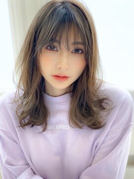 アグヘアーヴィラ 角田2号(Agu hair villa) 《Agu hair》色っぽふんわりグレージュミディ