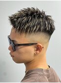 MEN'S/アップバングショート×ハイライト×フェード/短髪