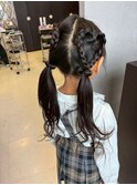 編み込みツインテールキッズアレンジ