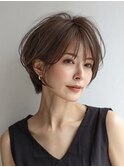 白髪ぼかし脱白髪染め似合わせショートボブ40代50代60代