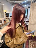 ボルドーカラー/韓国ヘア/ブリーチなしカラー/渋谷美容室TLONY