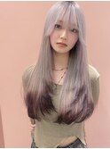レイヤーカット / ホワイトシルバー / デザインカラー