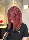 チェリーピンク暖色カラーレッドカラーダブルカラーケアブリーチ