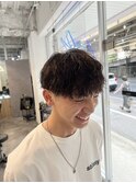 ホワイトメッシュ/ツイスト/ツイスパ/パーマ/メンズ/眉毛