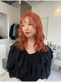 コーラルオレンジ/ピンクオレンジ／レイヤーカット