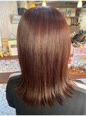 深みのあるレッドブラウンが魅力◎艶感外ハネスタイル/髪質改善