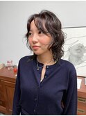 20代30代秋冬暗髪カラーレイヤーボブパーマ小顔ショート