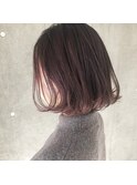 切りっぱなしボブ×透明感ピンクアッシュ