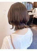 小顔イメチェン、ダークアッシュグレージュくびれレイヤーボブ