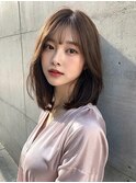 小顔前髪ワンカールレイヤーカット黒髪ネビージュボブルフ