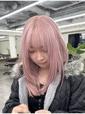 ホワイトピンクダブルカラーケアブリーチハイトーンレイヤー