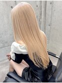ロングストレートスタイル ブロンドベージュ
