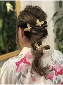 ダウンスタイルの浴衣着付けとヘアセット