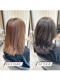 グレージュでイメチェンbefore→after＊ラベンダーカラー