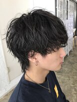 黒髪/ウルフ/無造作/ダウンバング
